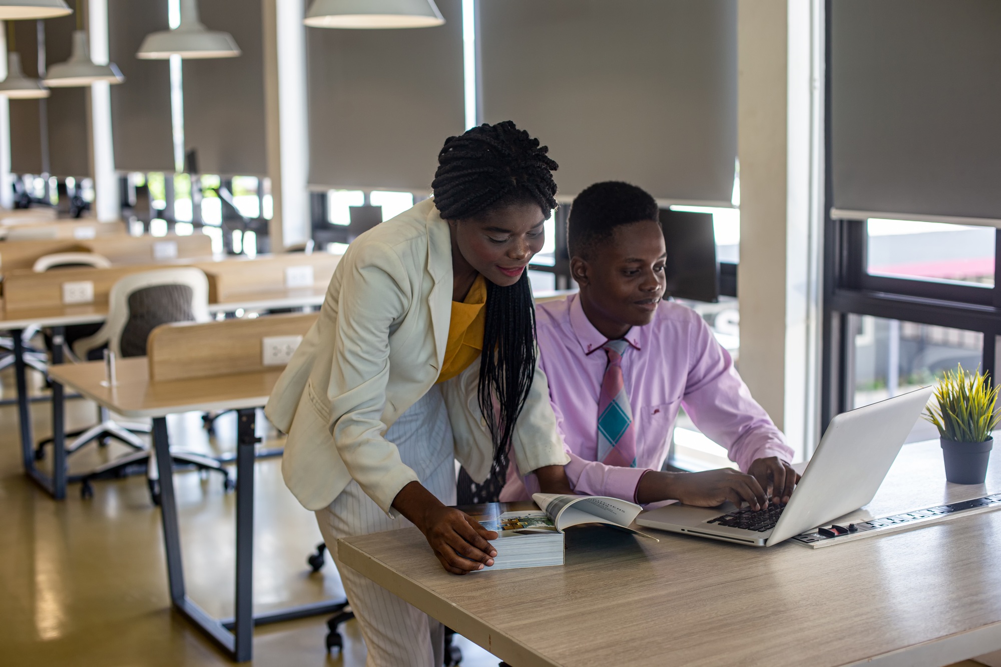 portrait of african american business people at workplace in office